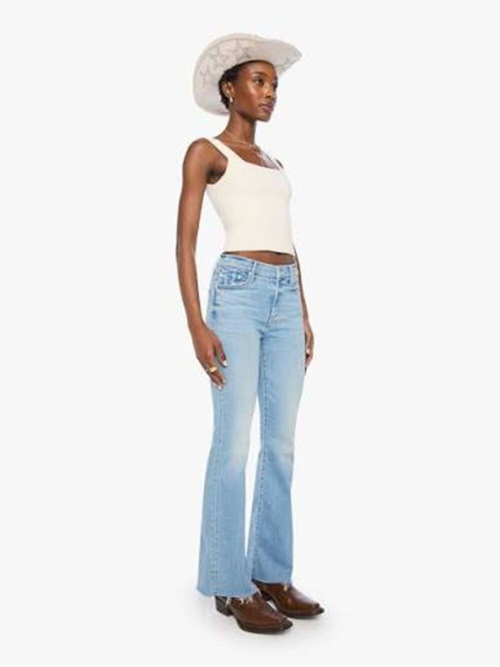 Mother The Weekender Fray California Cruiser Flare Jeans Repaired Belt Loop 31